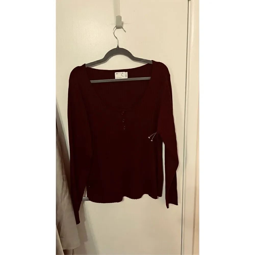 ASOS DESIGN RIBBED LONG SLEEVE BURGUNDY SWEATER WOMENS SIZE 20